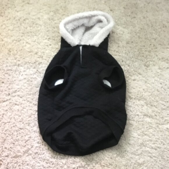 Black Quilted 'Fetch' Dog Hoodie + Doggy Paw Knit Sweater - Picture 9 of 13